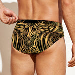 Gold Owl Spirit Print Men's Swim Briefs