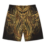 Gold Owl Spirit Print Men's Swim Trunks