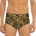 Gold Owl Spirit Print Men's Triangle Swim Briefs
