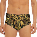 Gold Owl Spirit Print Men's Triangle Swim Briefs