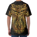 Gold Owl Spirit Print Men's Velvet T-Shirt