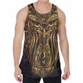 Gold Owl Spirit Print Men's Velvet Tank Top