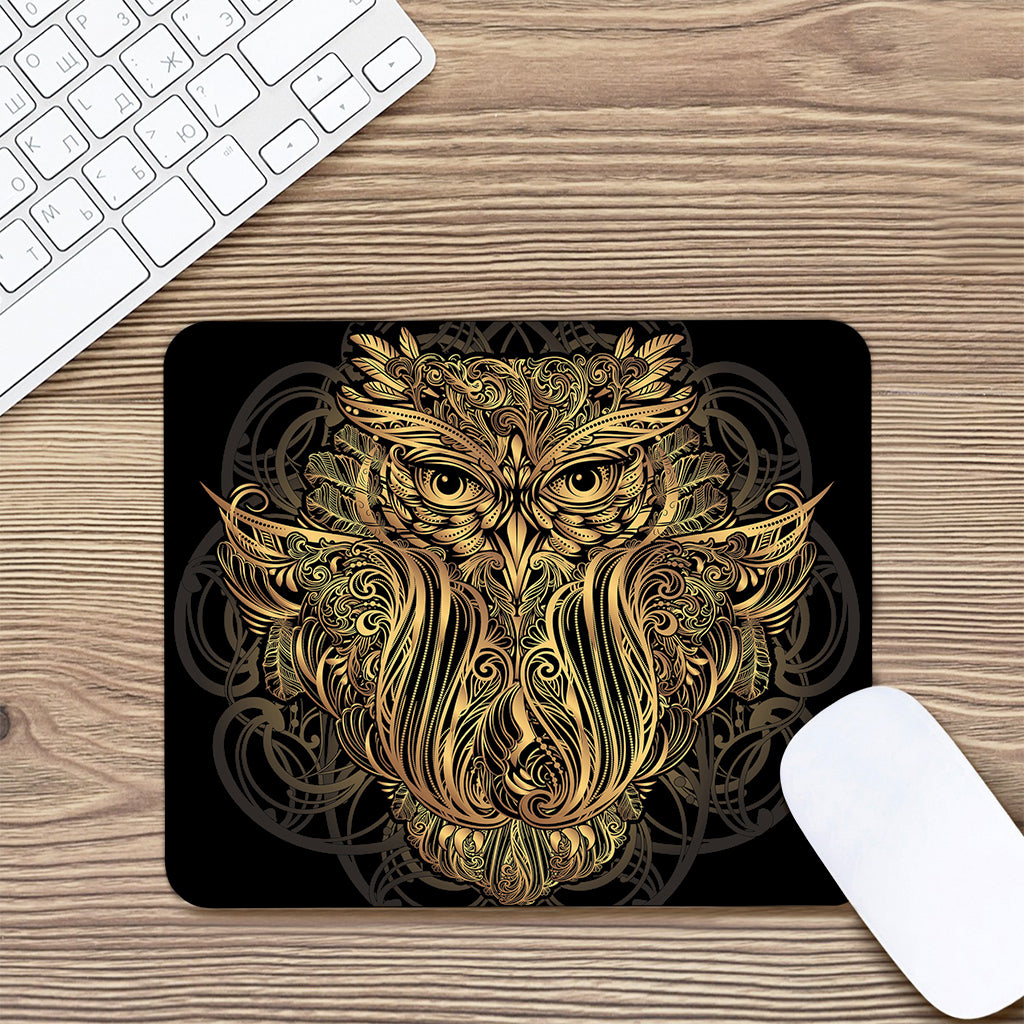 Gold Owl Spirit Print Mouse Pad