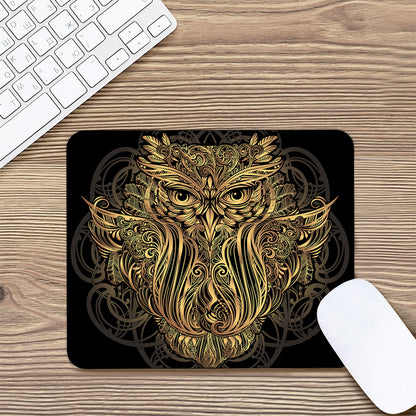 Gold Owl Spirit Print Mouse Pad
