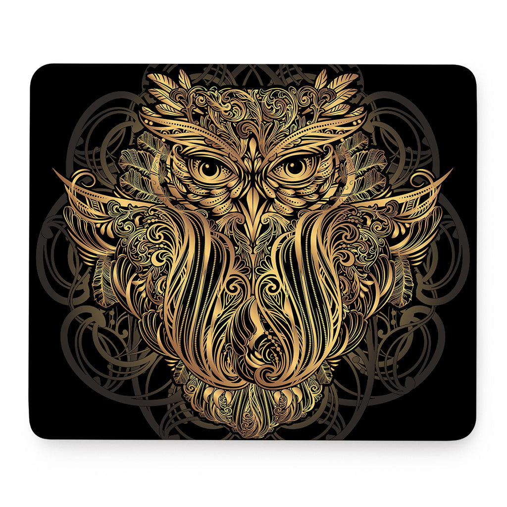 Gold Owl Spirit Print Mouse Pad