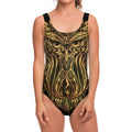 Gold Owl Spirit Print One Piece Swimsuit