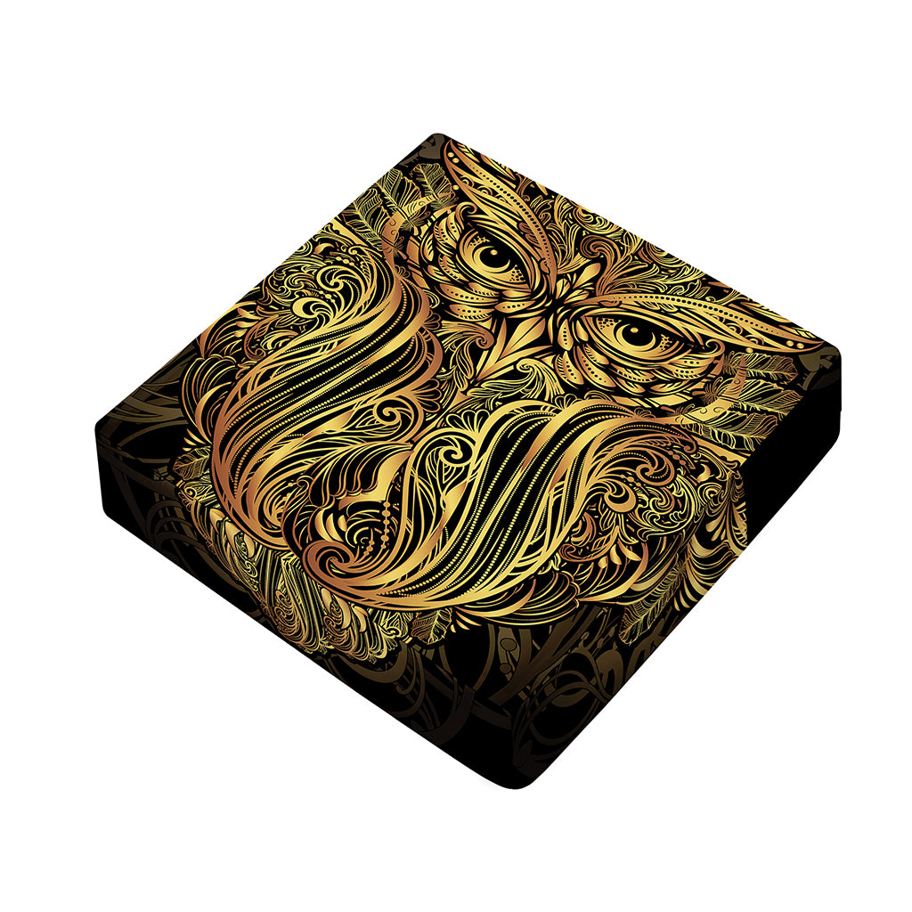 Gold Owl Spirit Print Outdoor Seat Cushion Cover