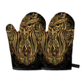 Gold Owl Spirit Print Oven Mitts