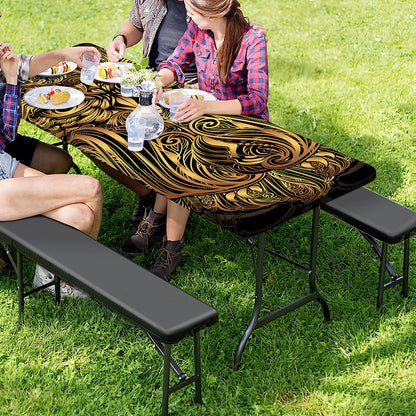 Gold Owl Spirit Print Picnic Table Cover