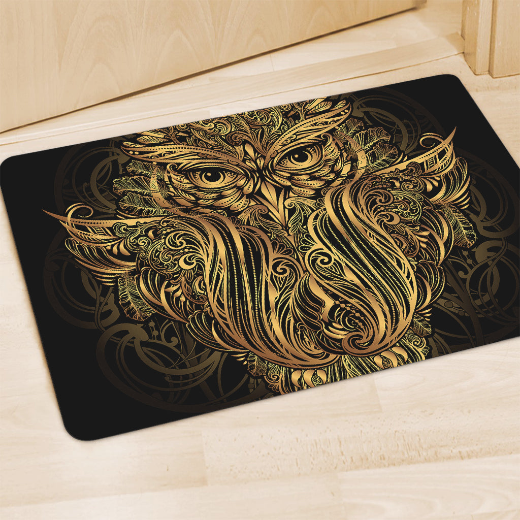 Gold Owl Spirit Print Polyester Doormat