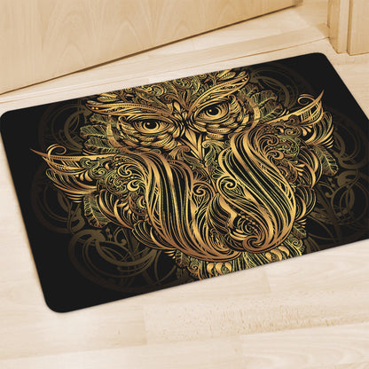 Gold Owl Spirit Print Polyester Doormat