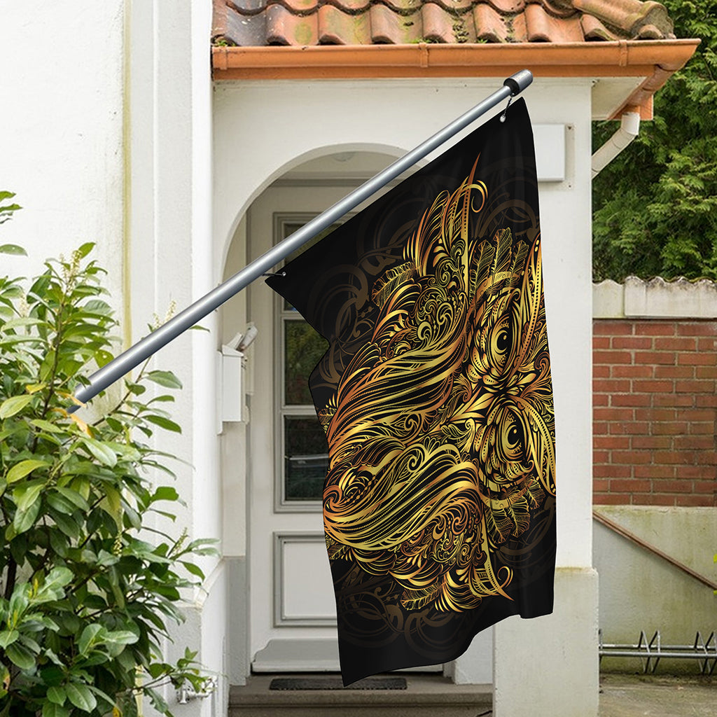 Gold Owl Spirit Print Polyester Flag