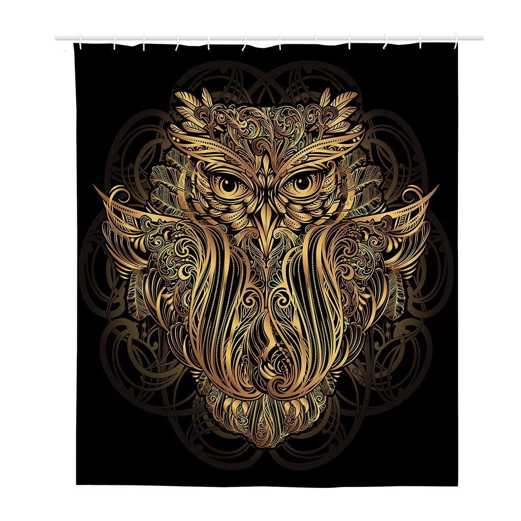 Gold Owl Spirit Print Polyester Shower Curtain