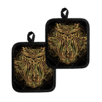 Gold Owl Spirit Print Pot Holders