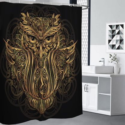 Gold Owl Spirit Print Premium Shower Curtain