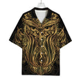 Gold Owl Spirit Print Rayon Hawaiian Shirt