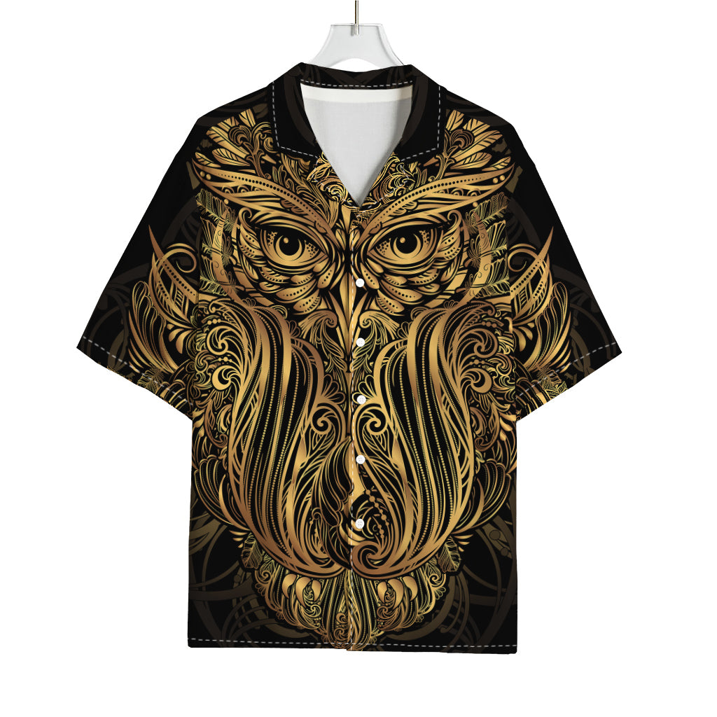 Gold Owl Spirit Print Rayon Hawaiian Shirt