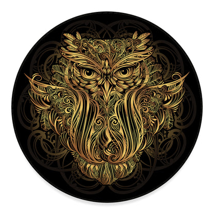 Gold Owl Spirit Print Round Floor Mat