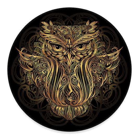Gold Owl Spirit Print Round Floor Mat