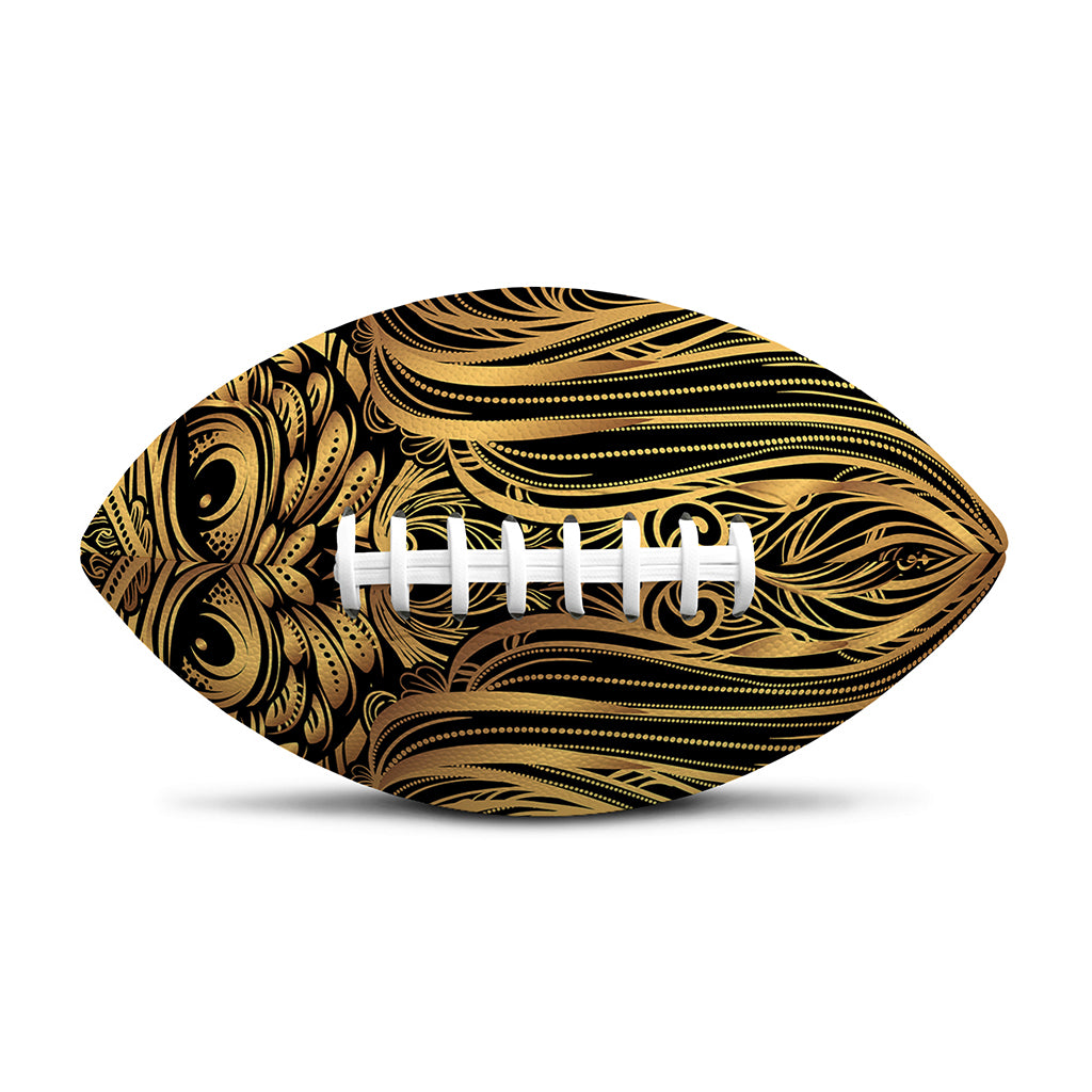 Gold Owl Spirit Print Rugby Ball