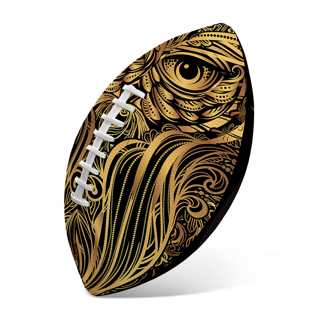 Gold Owl Spirit Print Rugby Ball