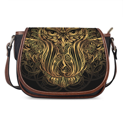 Gold Owl Spirit Print Saddle Bag