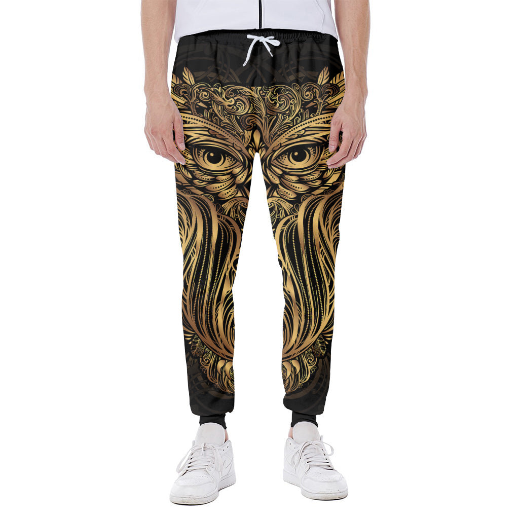 Gold Owl Spirit Print Scuba Joggers