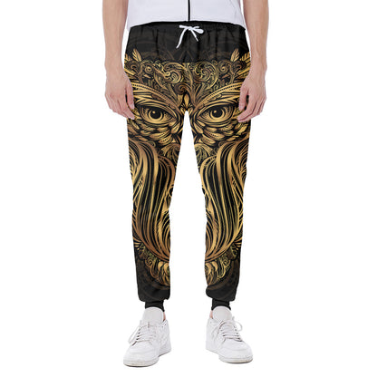 Gold Owl Spirit Print Scuba Joggers