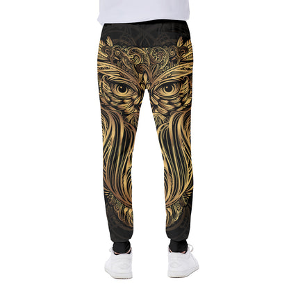 Gold Owl Spirit Print Scuba Joggers