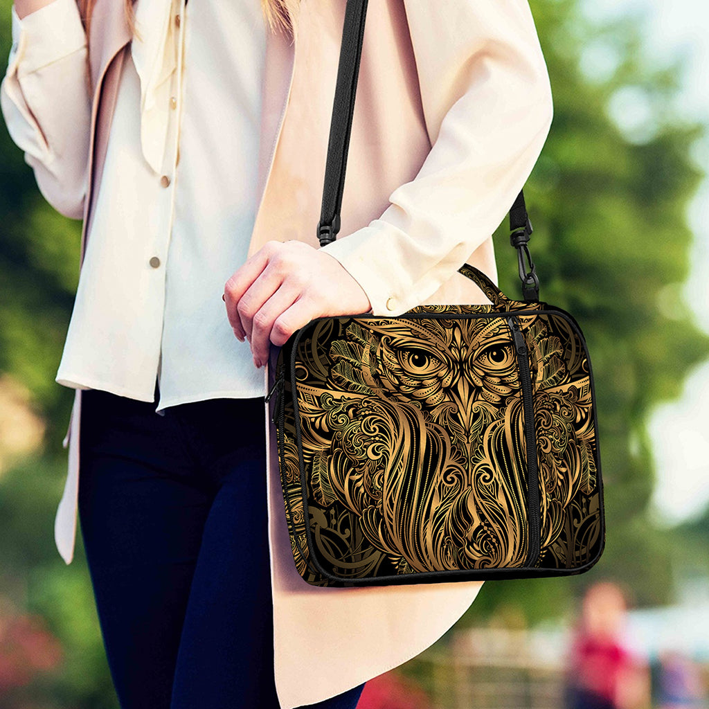 Gold Owl Spirit Print Shoulder Strap Bible Bag