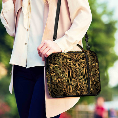 Gold Owl Spirit Print Shoulder Strap Bible Bag