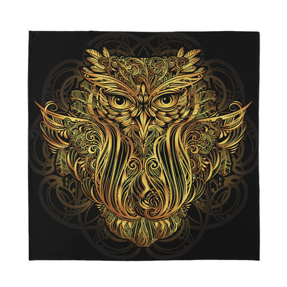 Gold Owl Spirit Print Silk Bandana