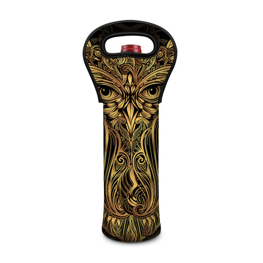 Gold Owl Spirit Print Single Neoprene Wine Tote