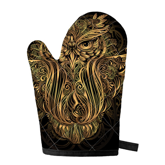 Gold Owl Spirit Print Single Oven Mitt