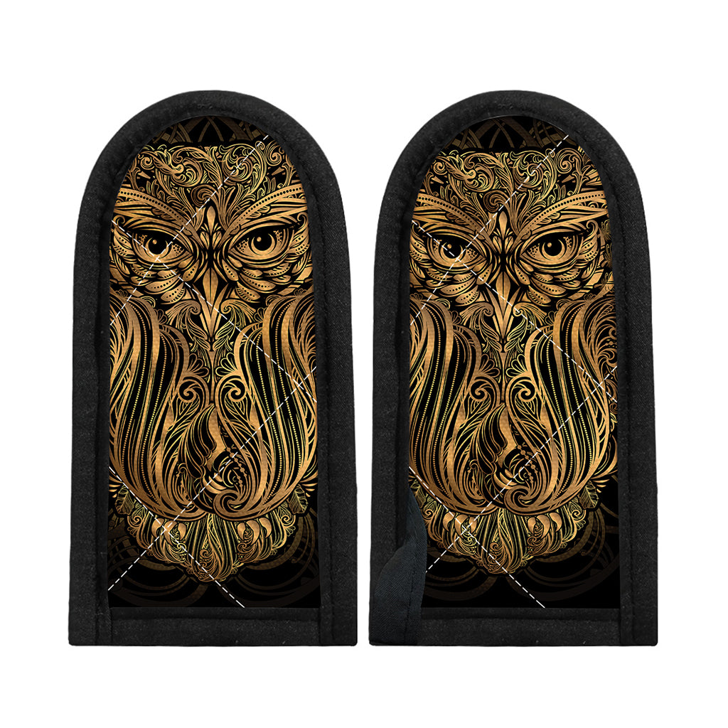Gold Owl Spirit Print Skillet Handle Cover