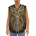 Gold Owl Spirit Print Sleeveless Baseball Jersey