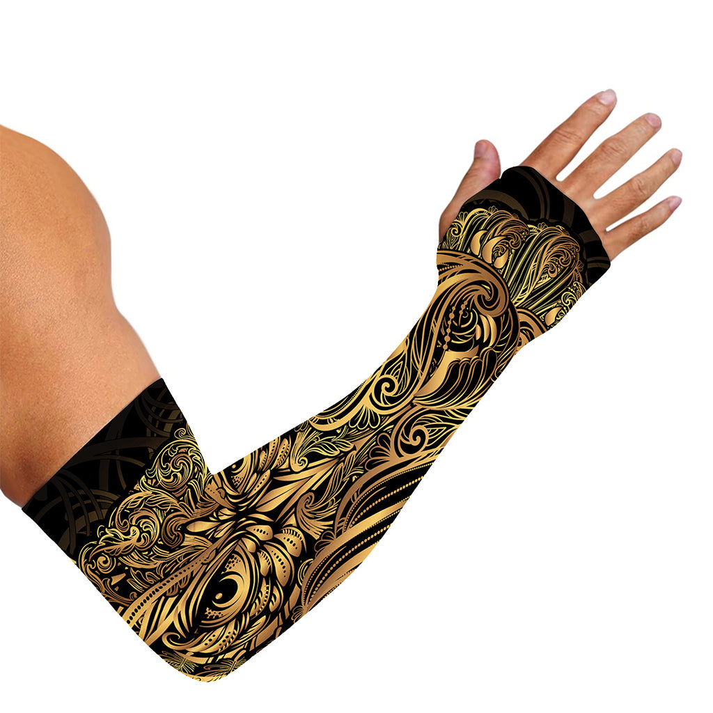 Gold Owl Spirit Print Sun Protection Arm Sleeves