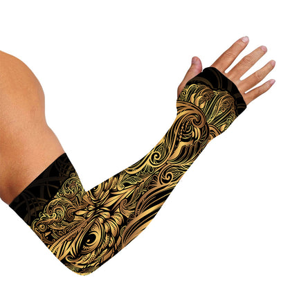 Gold Owl Spirit Print Sun Protection Arm Sleeves