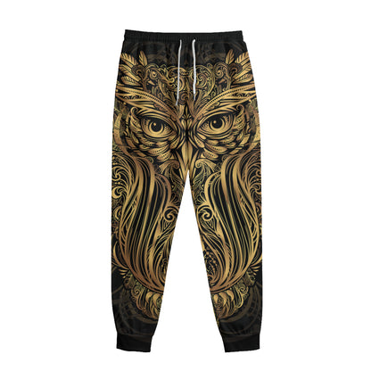 Gold Owl Spirit Print Sweatpants