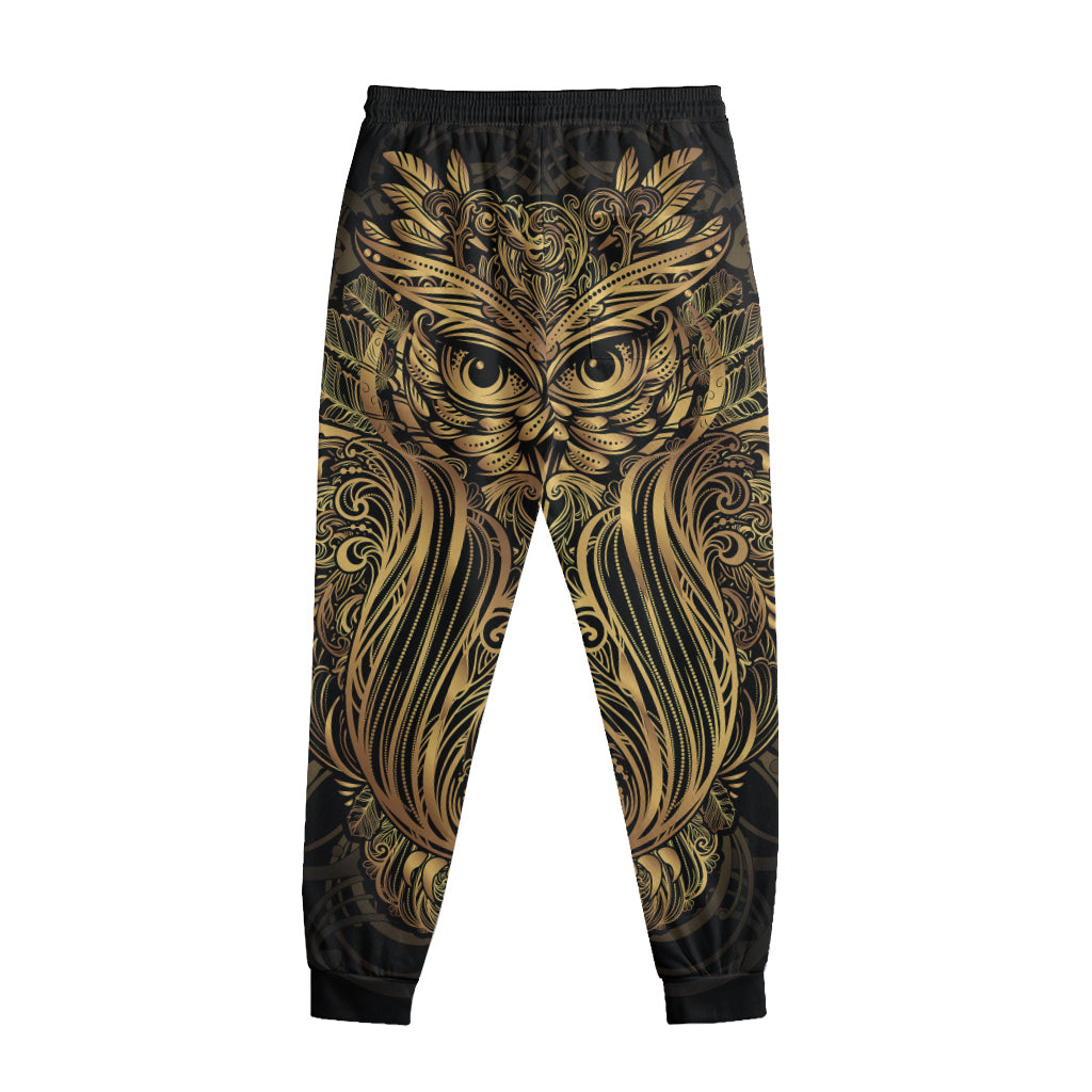 Gold Owl Spirit Print Sweatpants