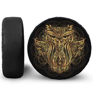 Gold Owl Spirit Print Tire Cover