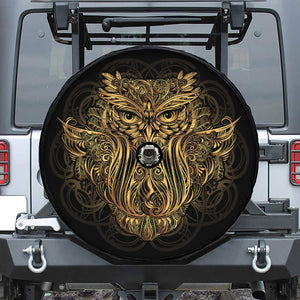 Gold Owl Spirit Print Tire Cover With Camera Hole