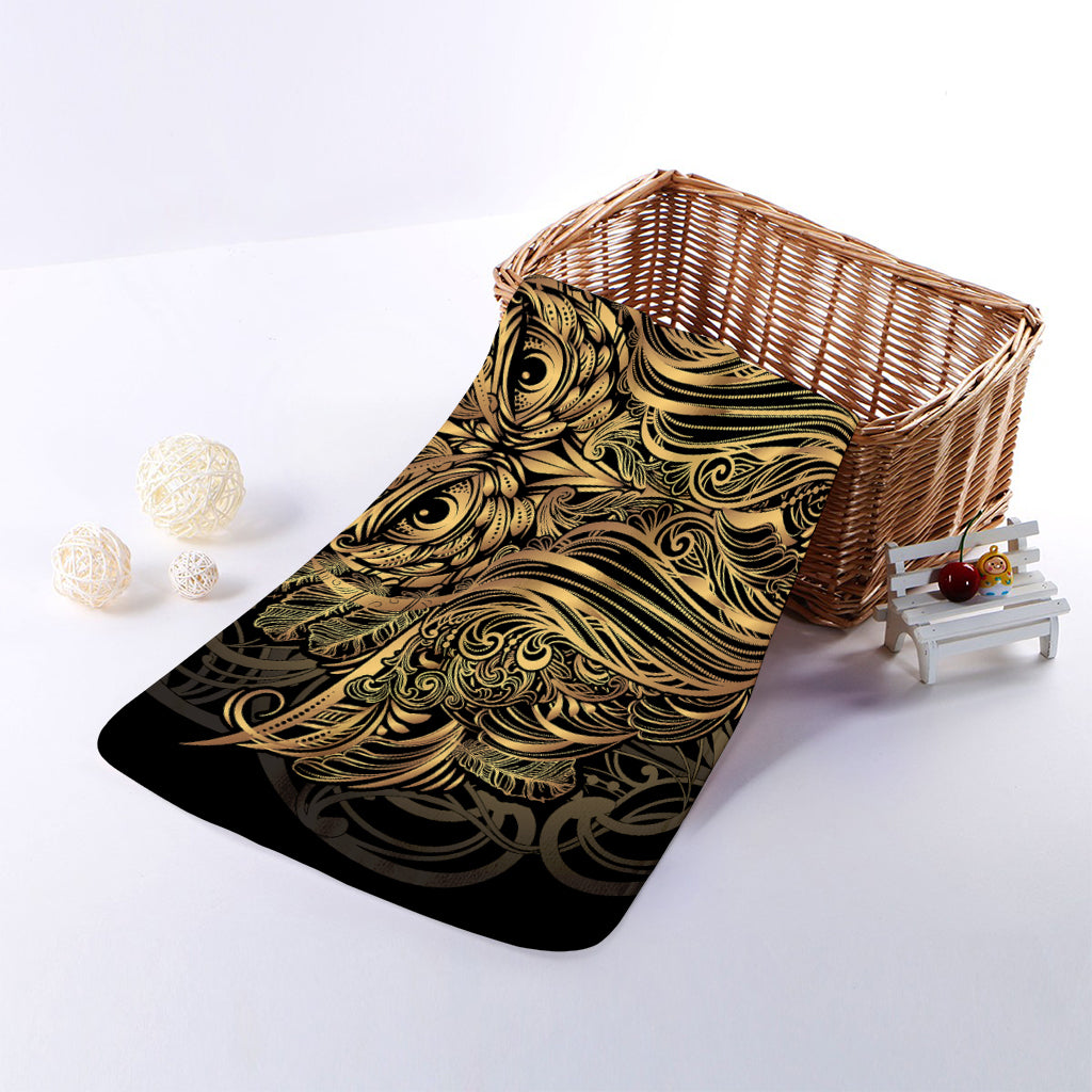 Gold Owl Spirit Print Towel