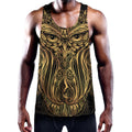 Gold Owl Spirit Print Men's Workout Tank Top