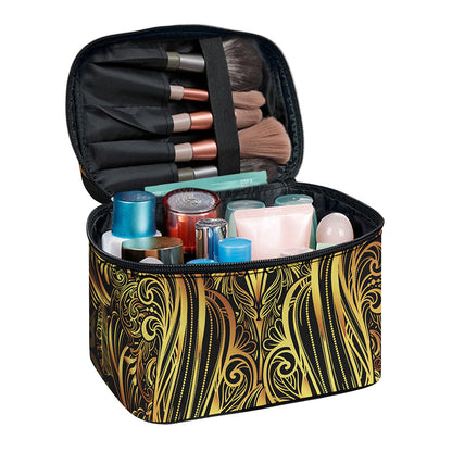 Gold Owl Spirit Print Travel Makeup Bag