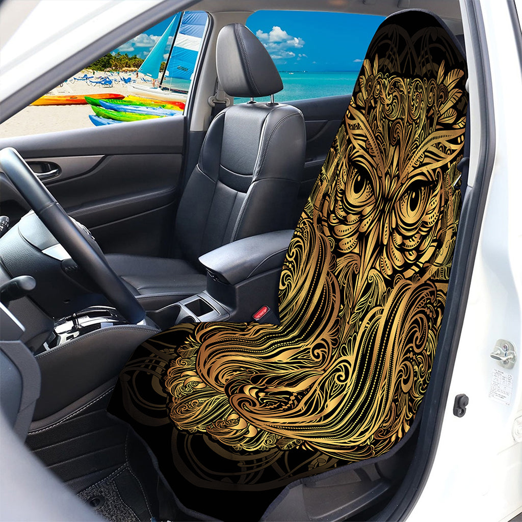 Gold Owl Spirit Print Waterproof Car Seat Cover