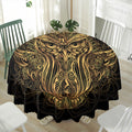 Gold Owl Spirit Print Waterproof Round Tablecloth