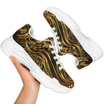 Gold Owl Spirit Print White Chunky Shoes