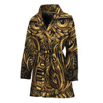 Gold Owl Spirit Print Women's Bathrobe