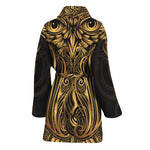 Gold Owl Spirit Print Women's Bathrobe